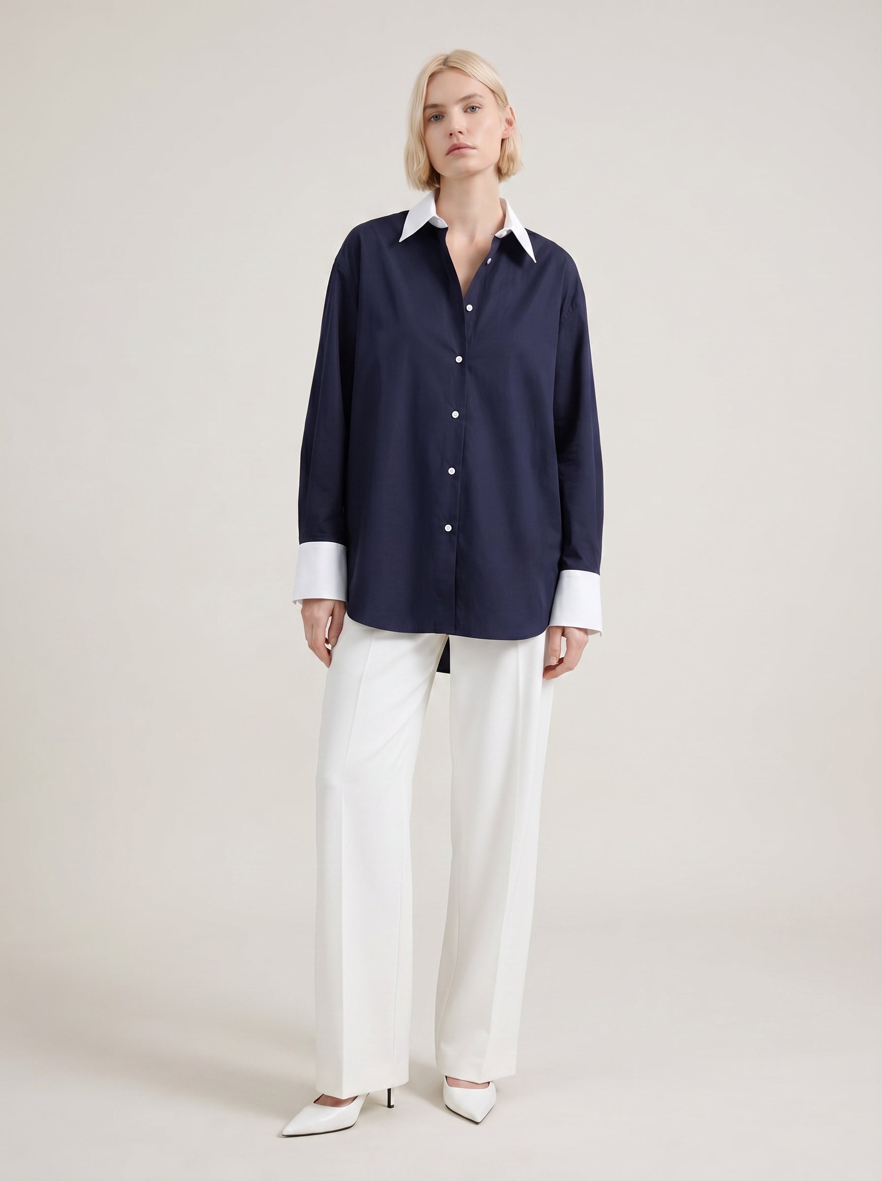 Carrie Cotton Navy Shirt – STAËL STUDIO