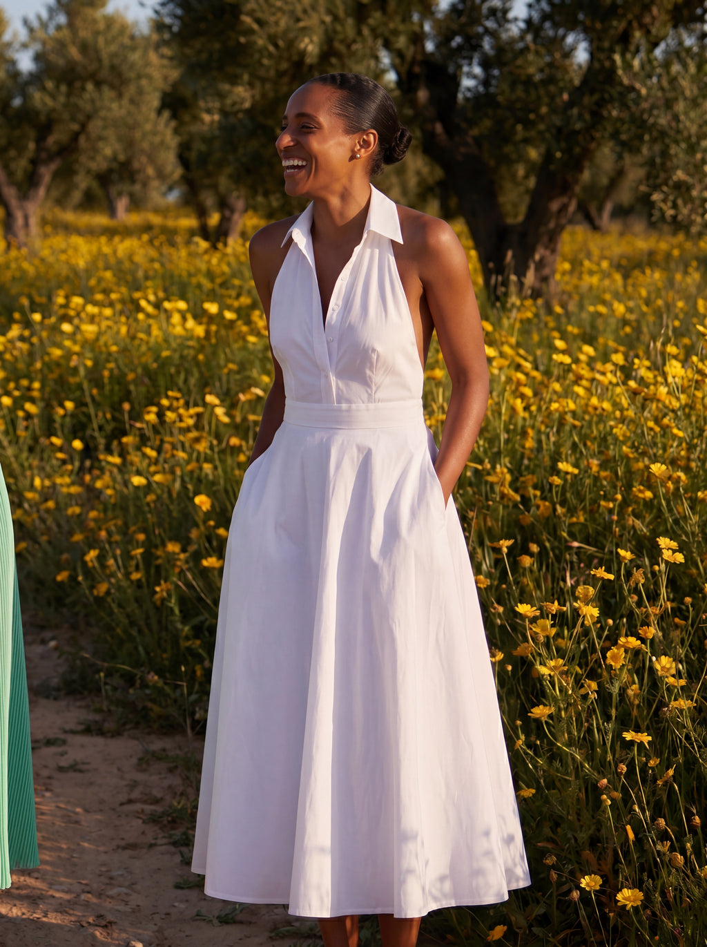 Florence 100% Cotton Open Back Dress - White