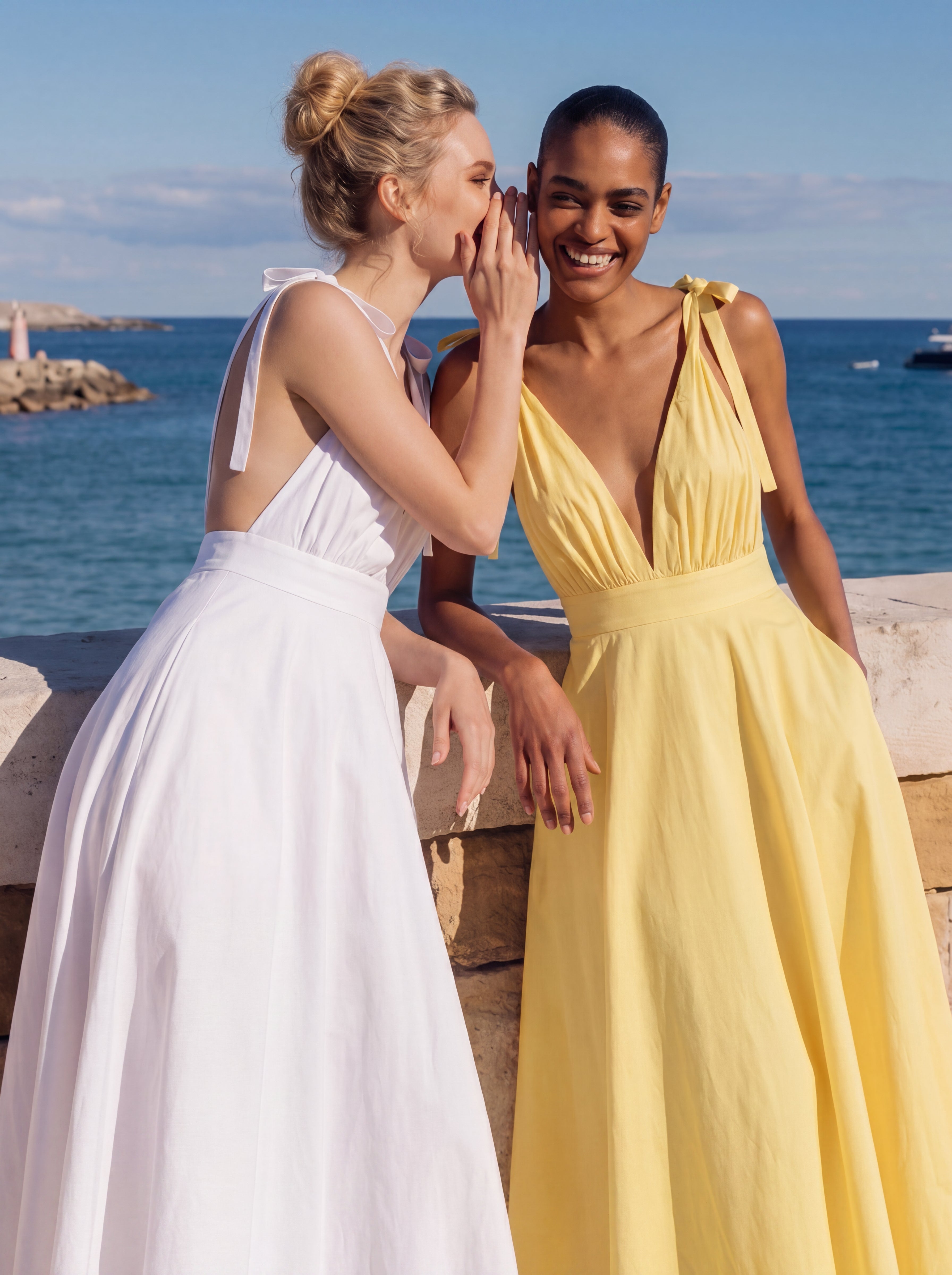 Lily 100% Cotton Tie Shoulder Dress- Yellow