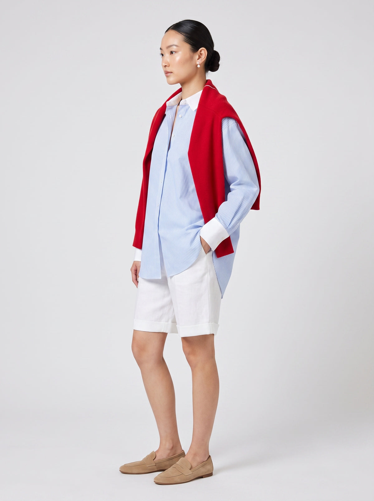 Carrie Cotton Blue Striped  Shirt