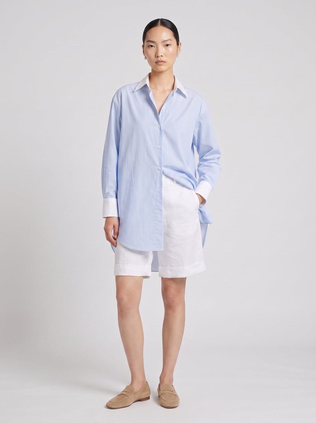 Carrie Cotton Blue Striped  Shirt