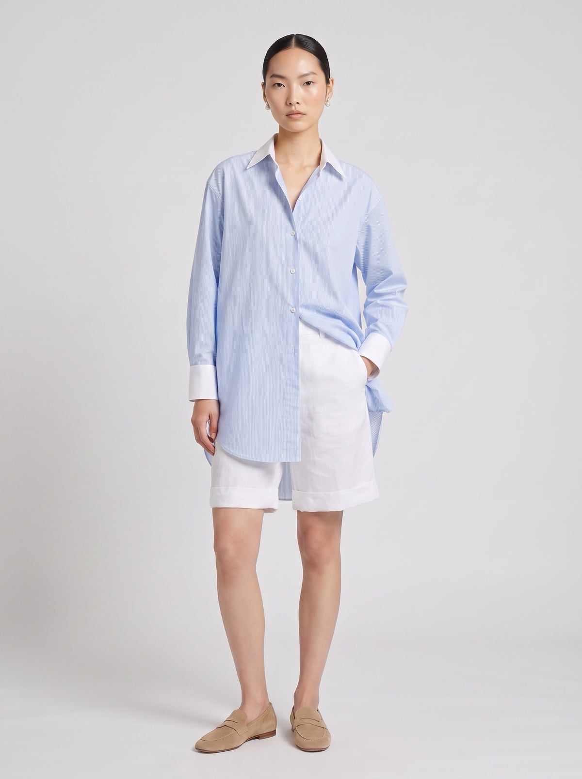 Carrie Cotton Blue Striped  Shirt