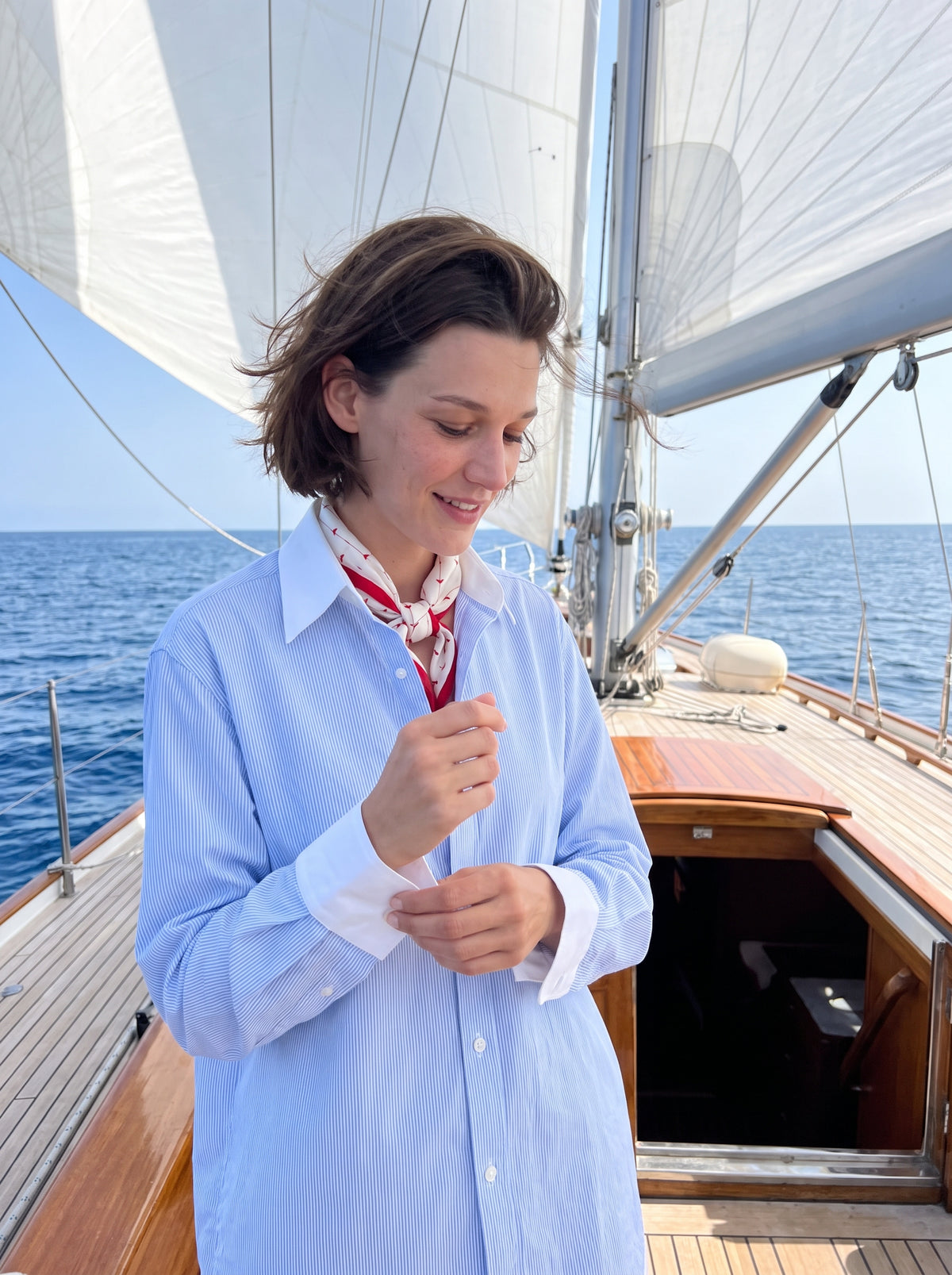 Carrie Cotton Blue Striped  Shirt
