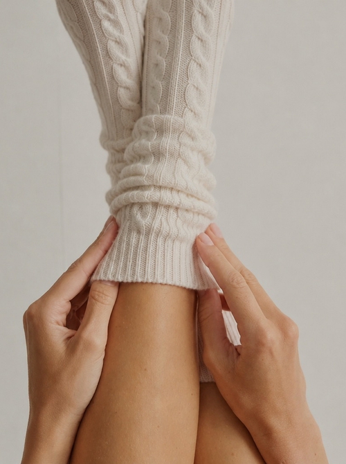 100% Cashmere Socks - Beige