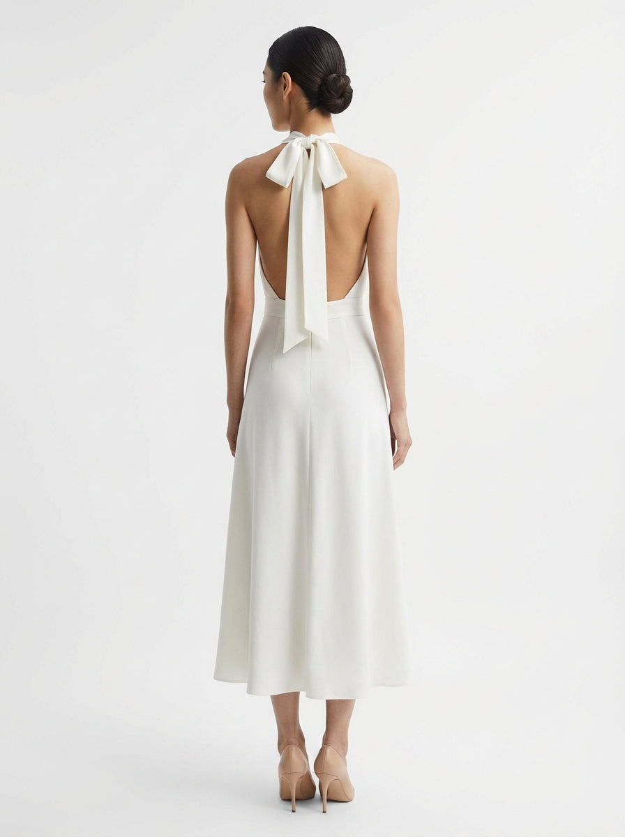 Florence 100% Silk  Halter Midi Dess- PRE ORDER