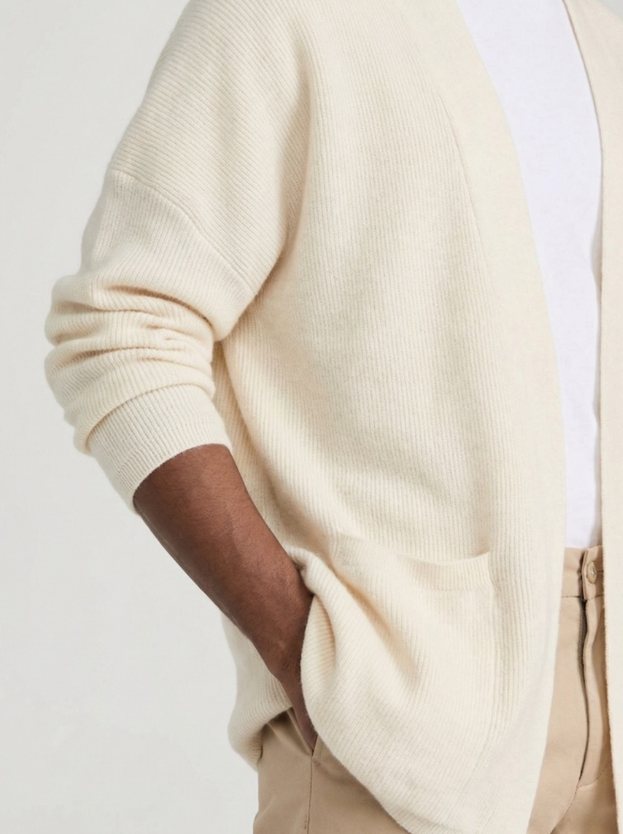 Men 100% Cashmere Ribbed Oversized Cardigan