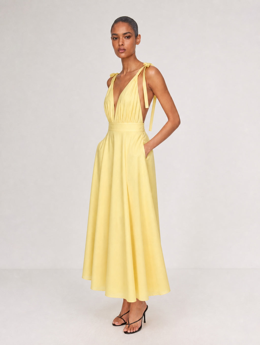 Lily 100% Cotton Tie Shoulder Dress- Yellow
