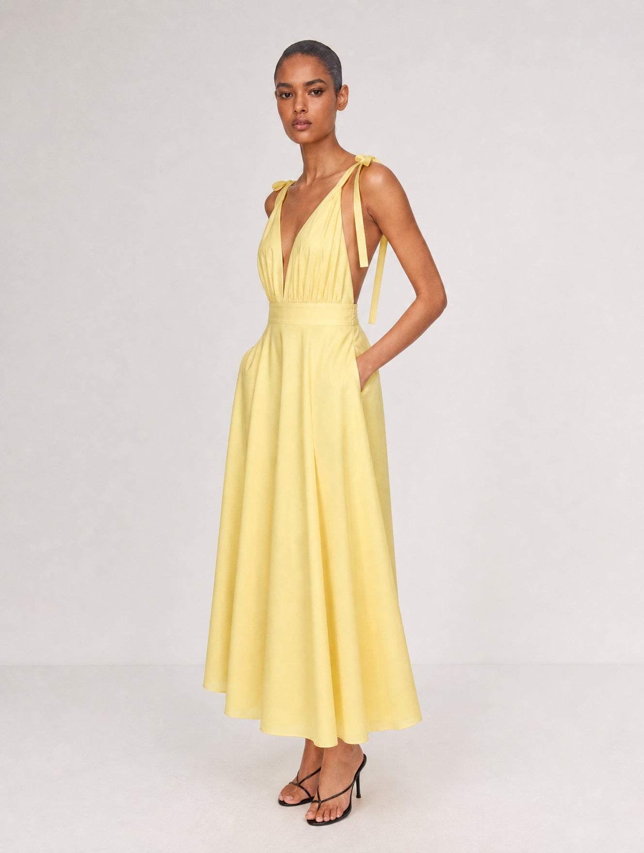 Lily 100% Cotton Tie Shoulder Dress- Yellow