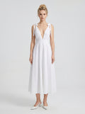 Lily 100% Cotton Tie Shoulder Dress- White