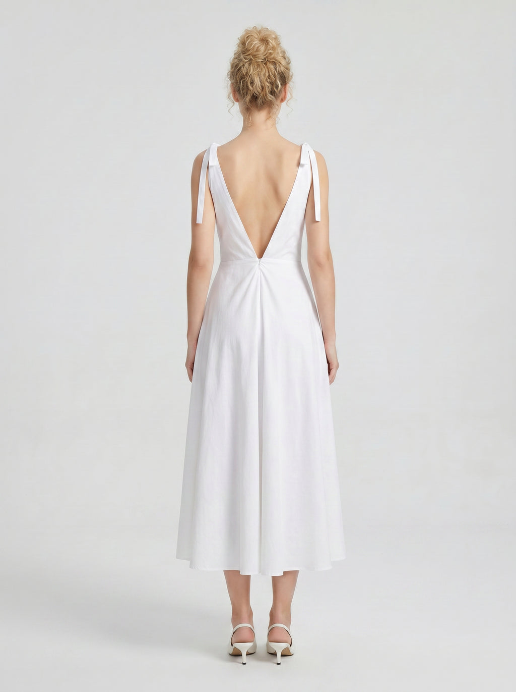 Lily 100% Cotton Tie Shoulder Dress- White