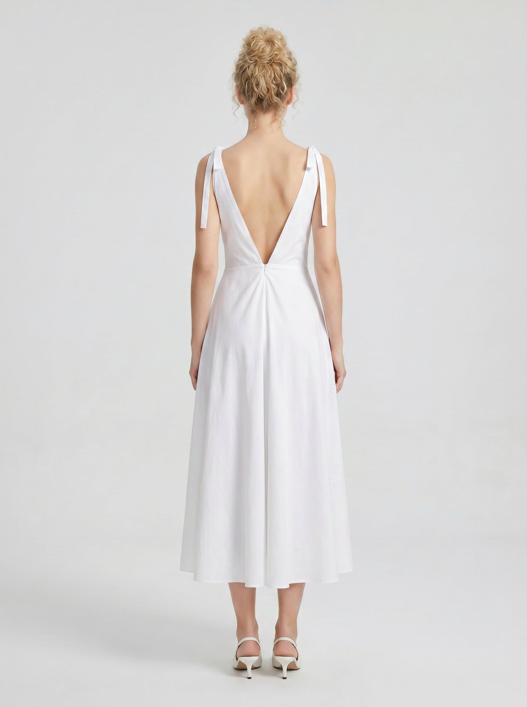 Lily 100% Cotton Tie Shoulder Dress- White