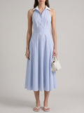 Florence 100% Cotton Open Back Dress - Blue