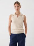 Colette 100% Sleeveless Cashmere Polo Neck Top