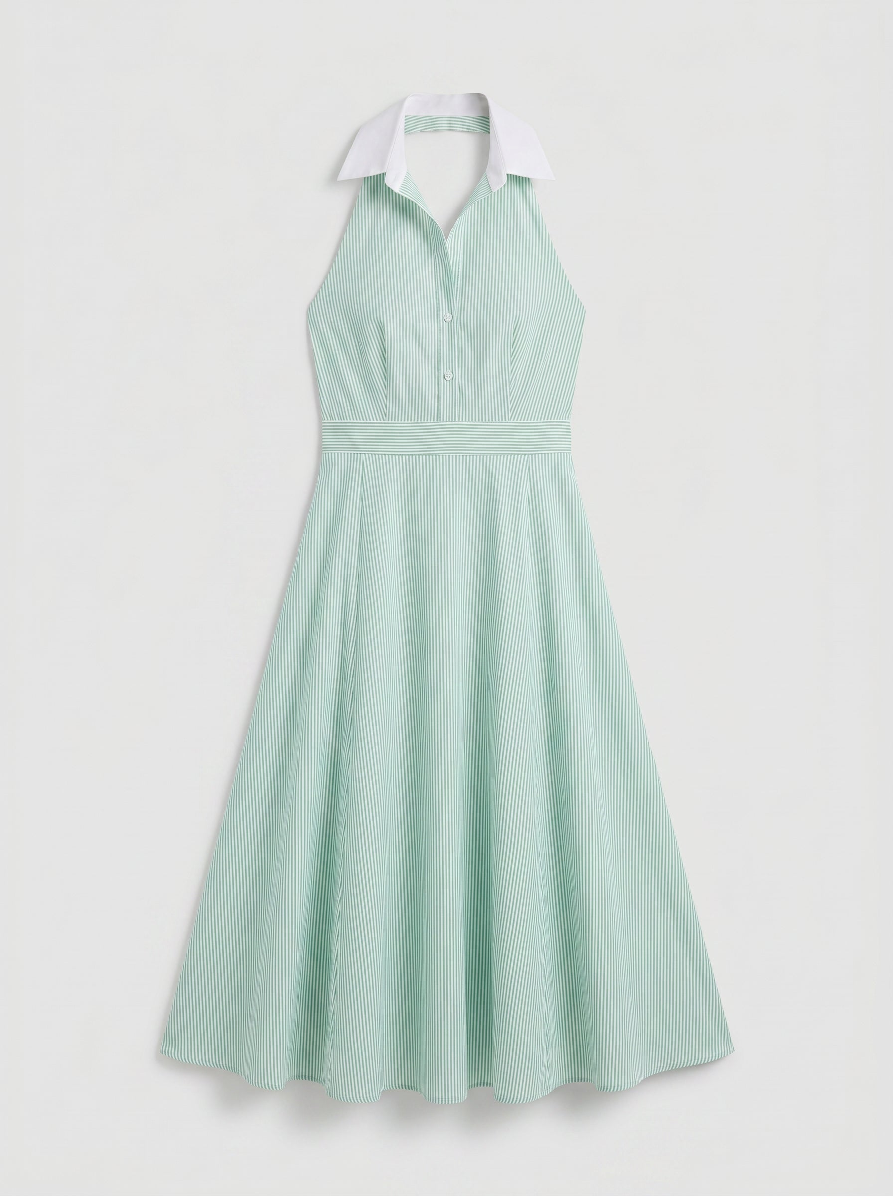 Florence 100% Cotton Open Back Dress - Green