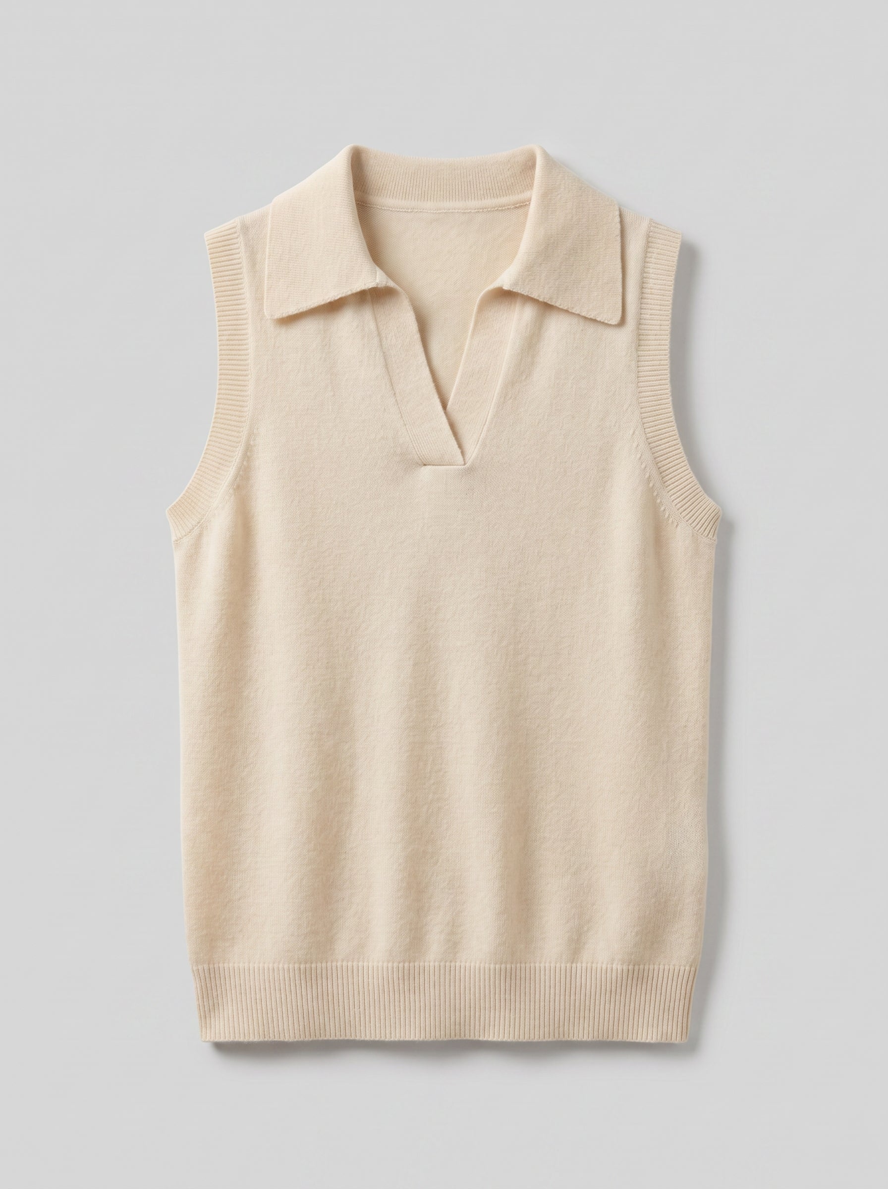 Colette 100% Sleeveless Cashmere Polo Neck Top