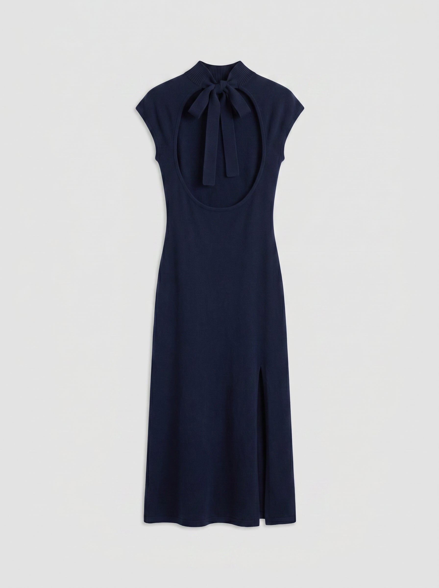 Margaux 100% Cashmere Open Back Dress-Navy