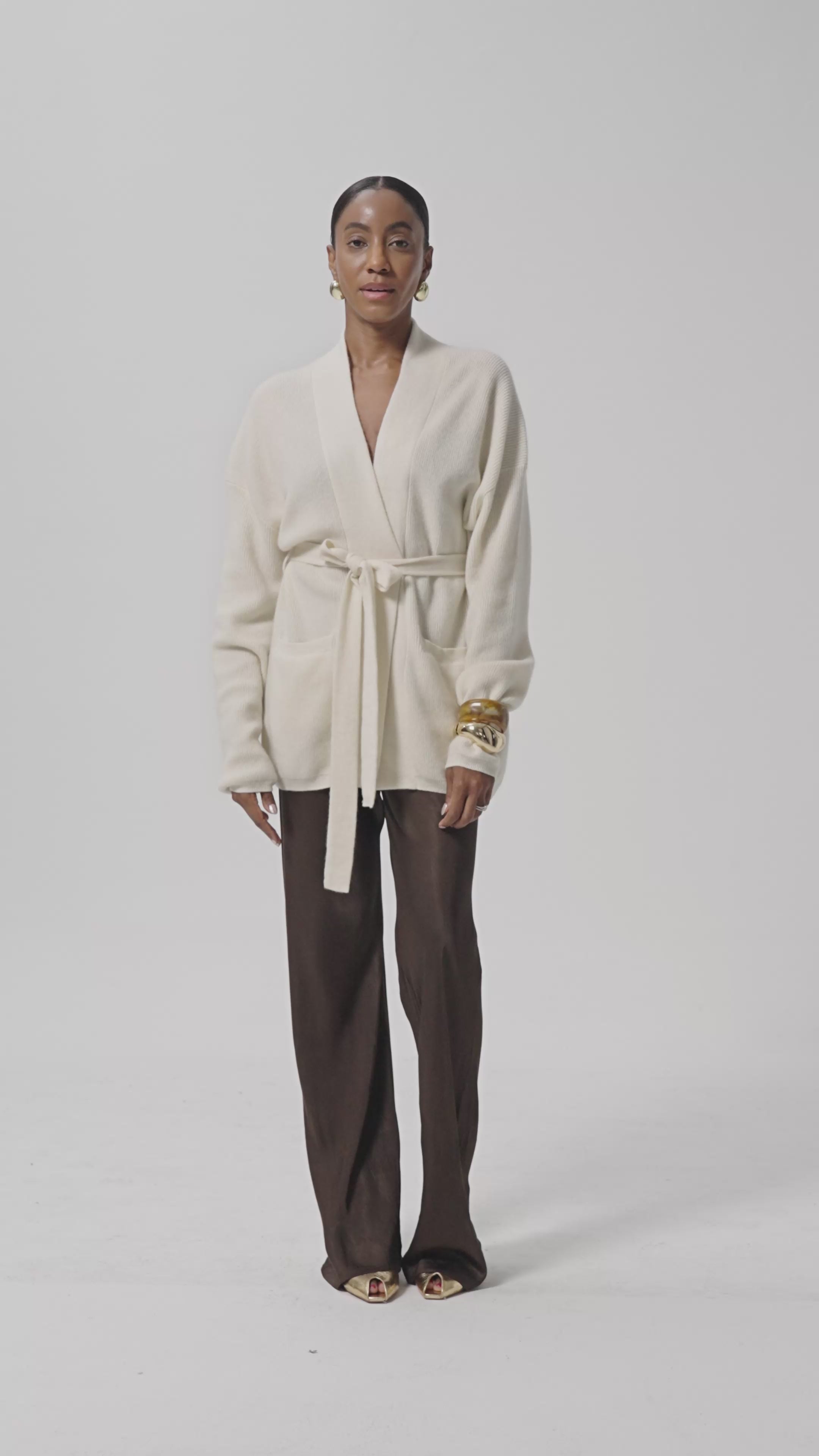 Eloise  100% Cashmere Ribbed Oversized Cardigan